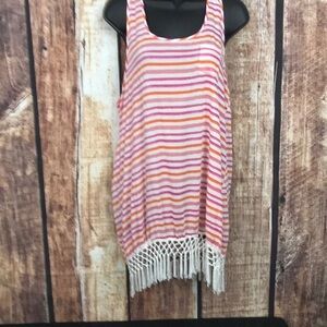 MudPie striped/tasseled Beach Coverup Small